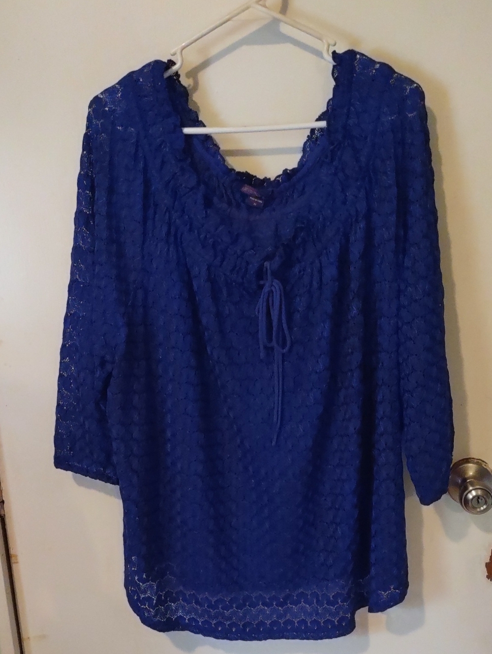 Beverly Drive Royal Blue Lace Peasant Blouse